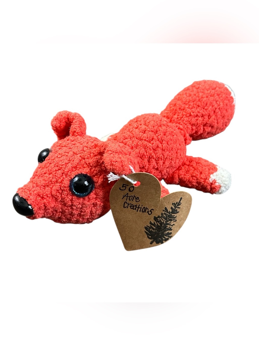 Handmade Crochet Fox Plush Stuffed Animal Orange White 50 Acre Creations